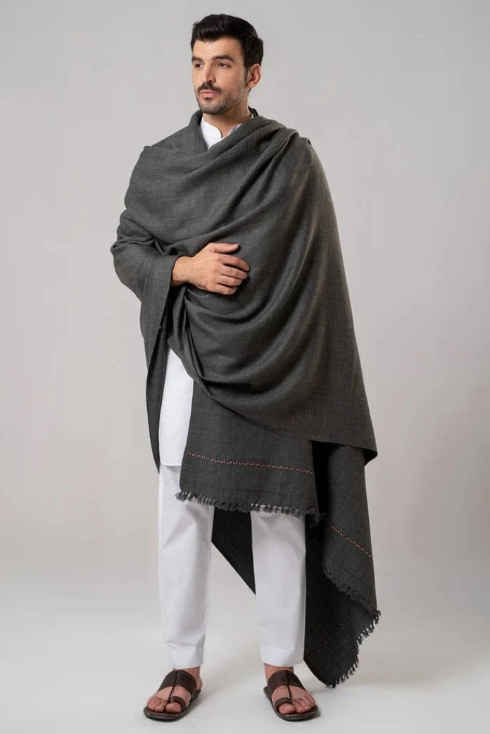Men's Winter Wool Shawl – Dark Grey