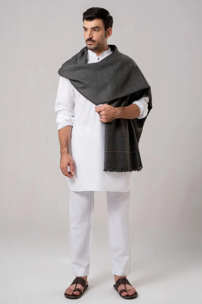 Men's Winter Wool Shawl – Dark Grey