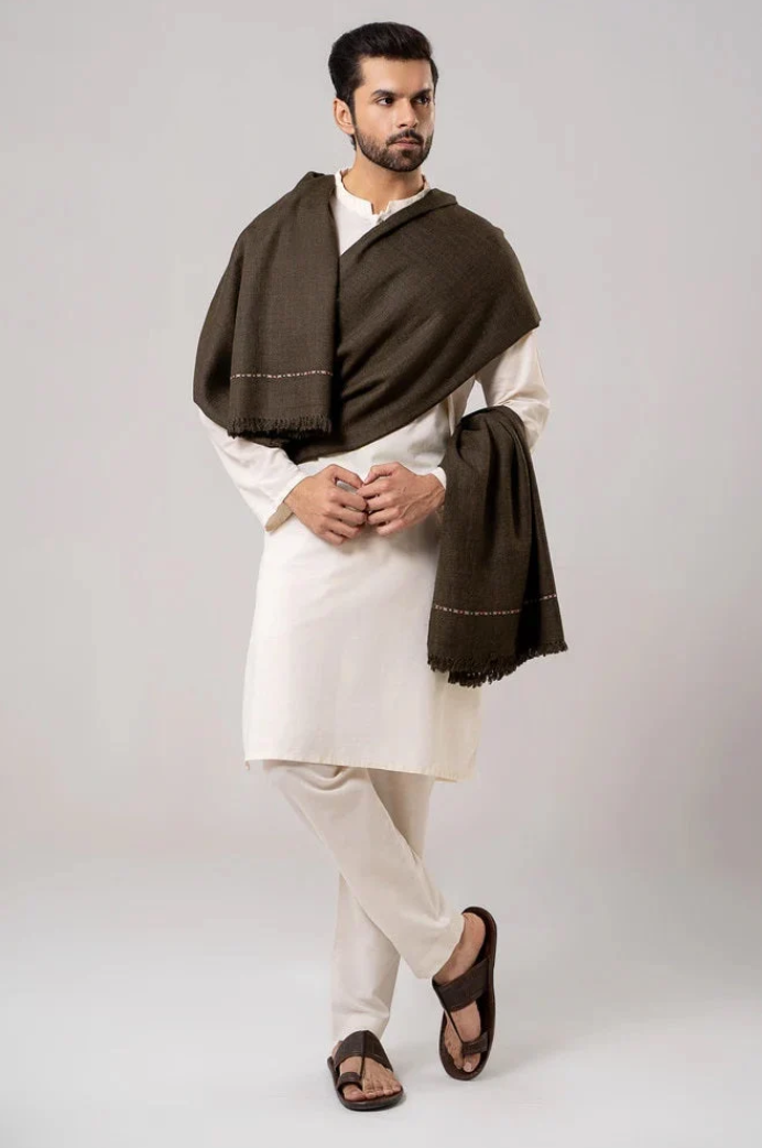 Men's Winter Wool Shawl – Dark Brown