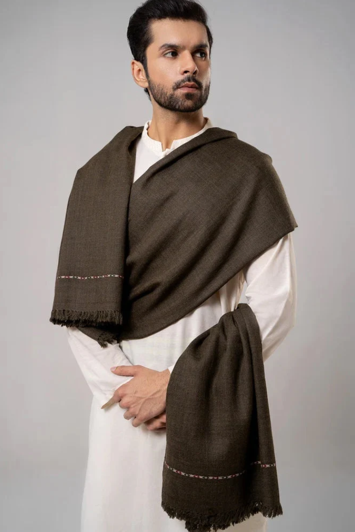 Men's Winter Wool Shawl – Dark Brown