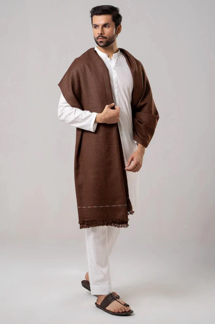 Men's Winter Wool Shawl – Coffee Brown