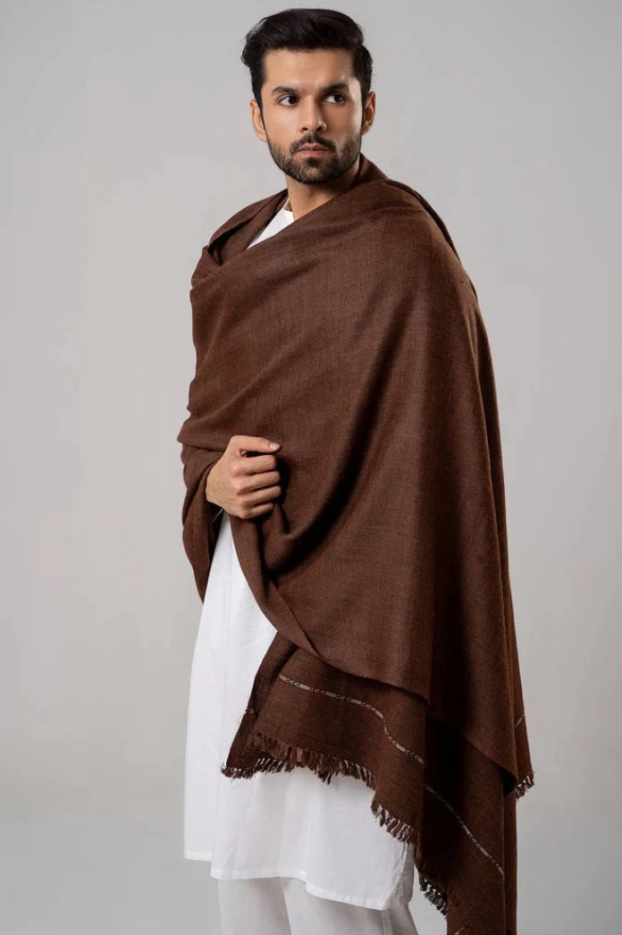 Men's Winter Wool Shawl – Coffee Brown