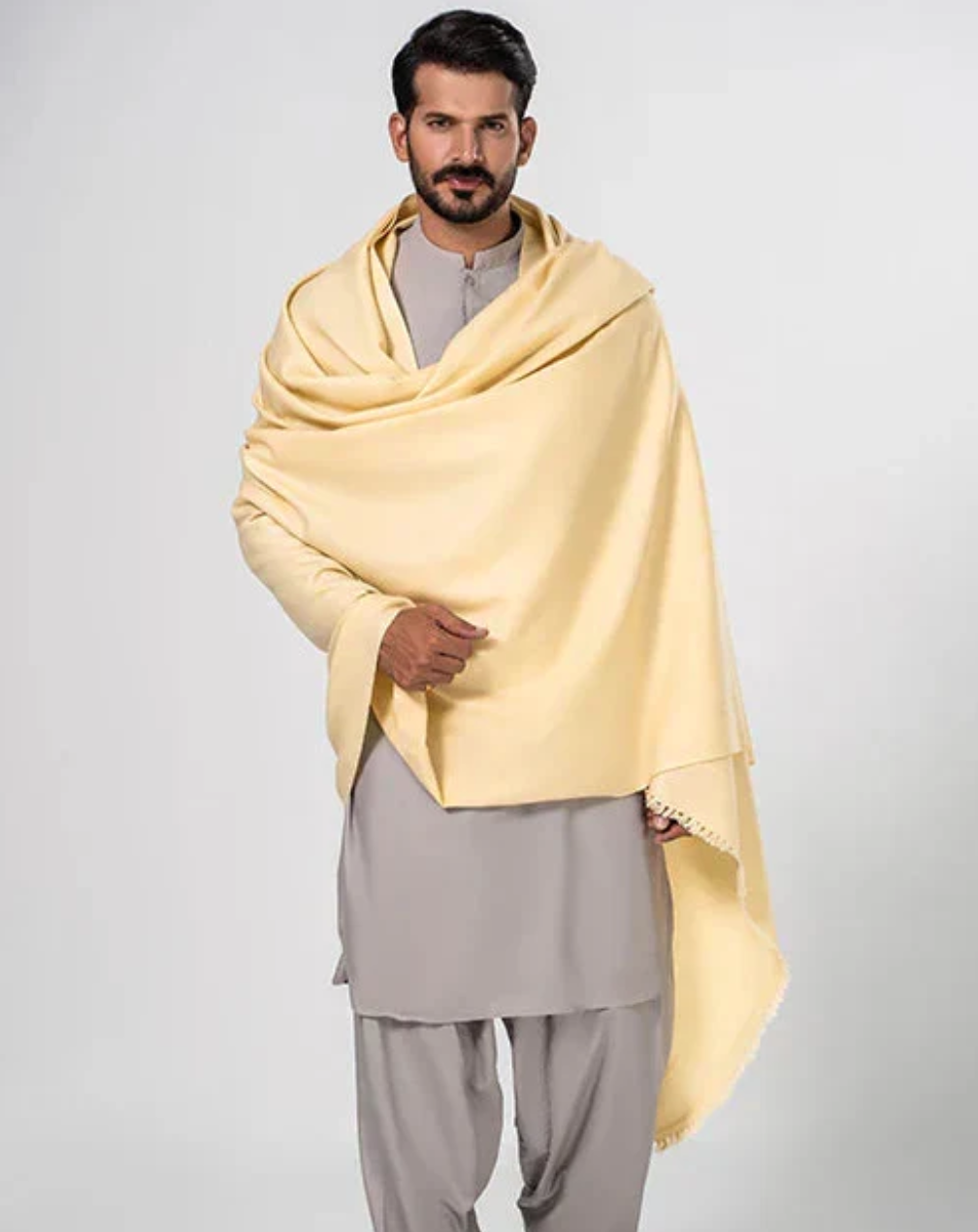 Men's Winter Wool Shawl – Cream - classic winter wool shawl