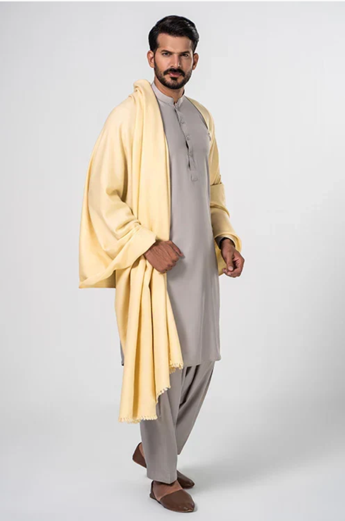 Men's Winter Wool Shawl – Cream