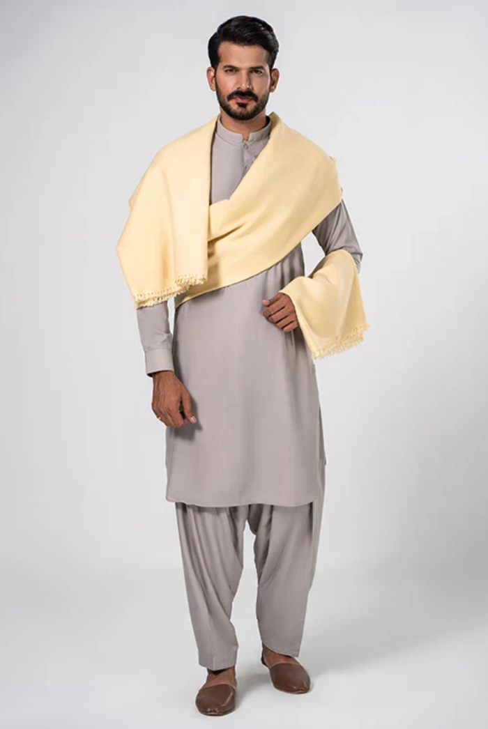 Men's Winter Wool Shawl – Cream