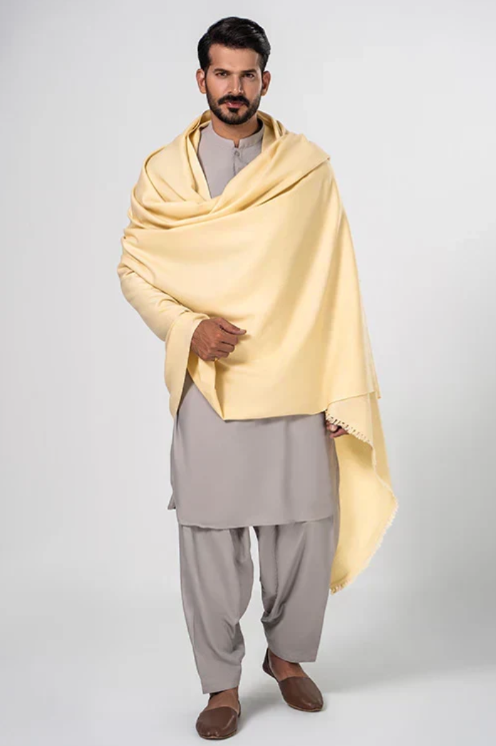 Men's Winter Wool Shawl – Cream