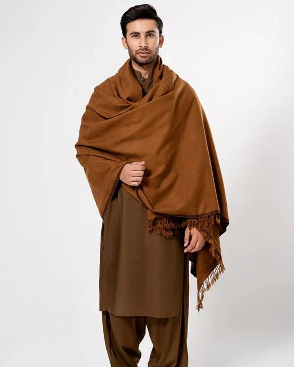 Men's Winter Wool Shawl – Copper Brown - classic winter wool shawl
