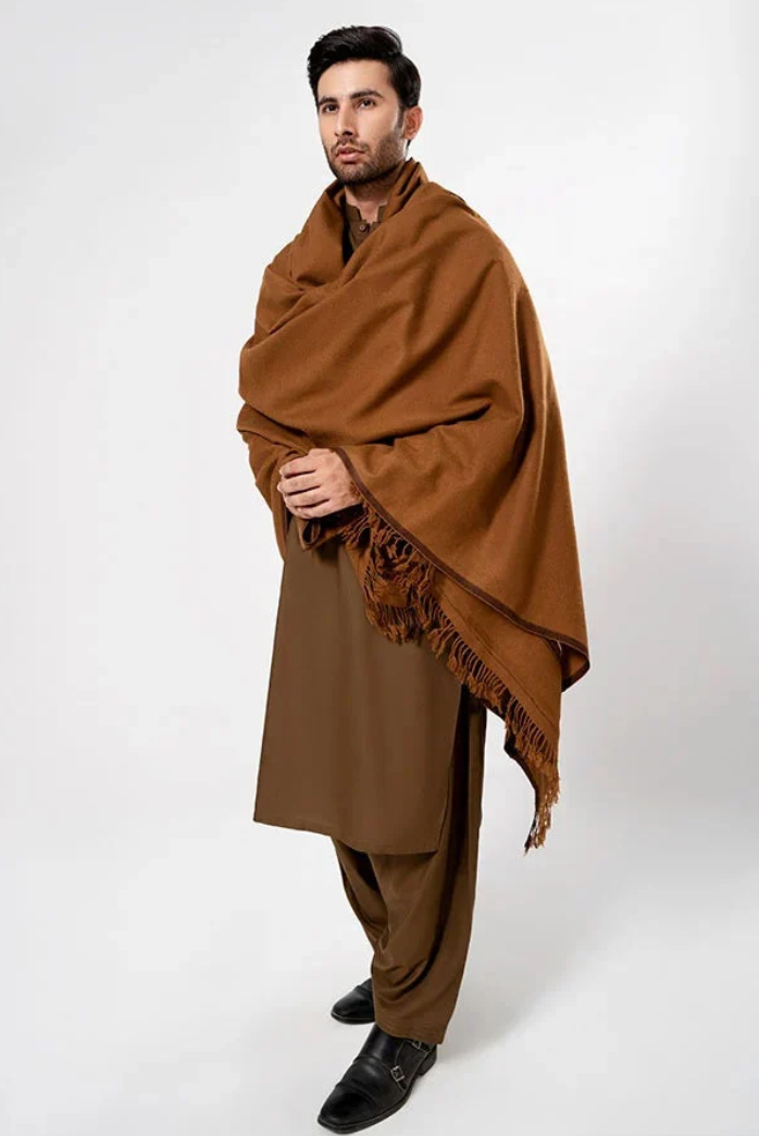 Men's Winter Wool Shawl – Copper Brown