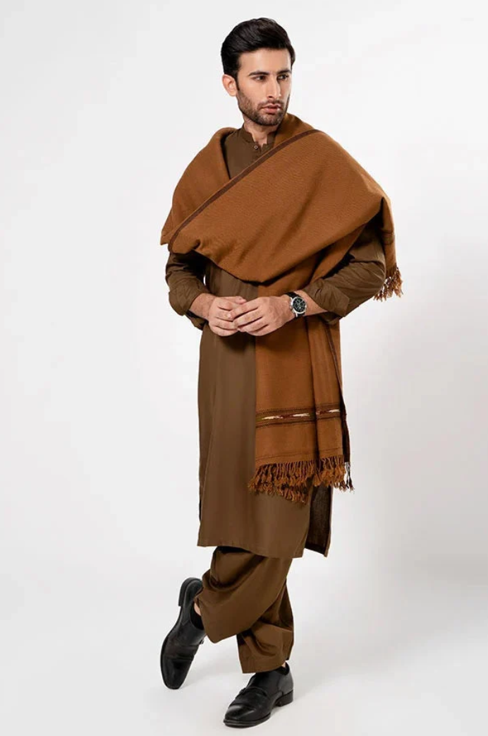 Men's Winter Wool Shawl – Copper Brown