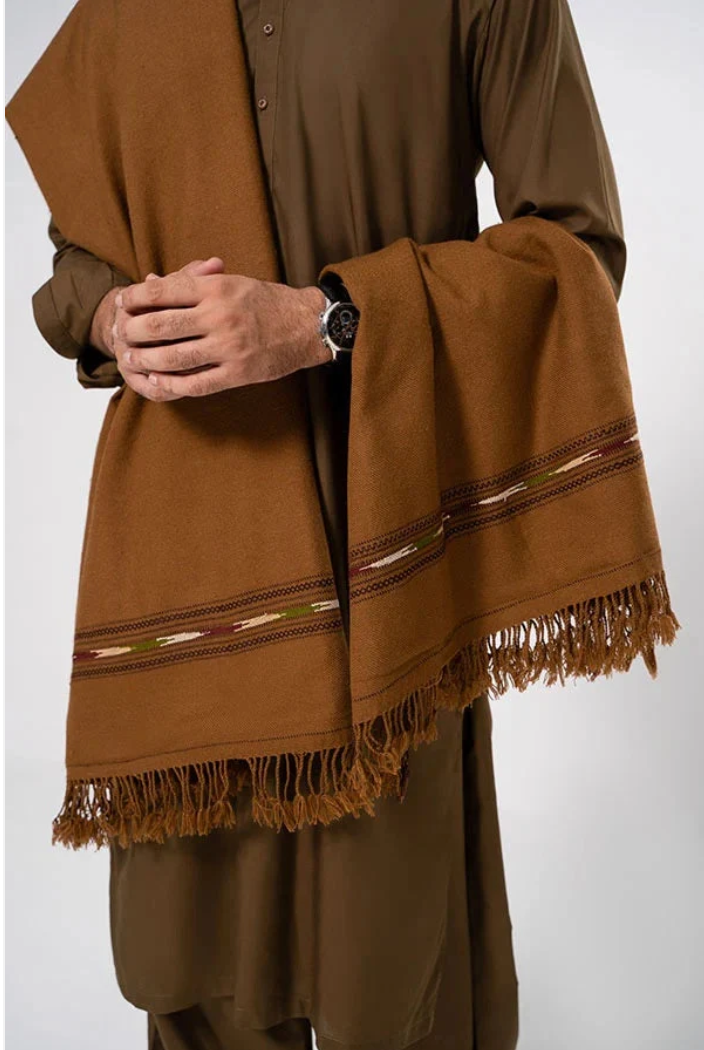 Men's Winter Wool Shawl – Copper Brown