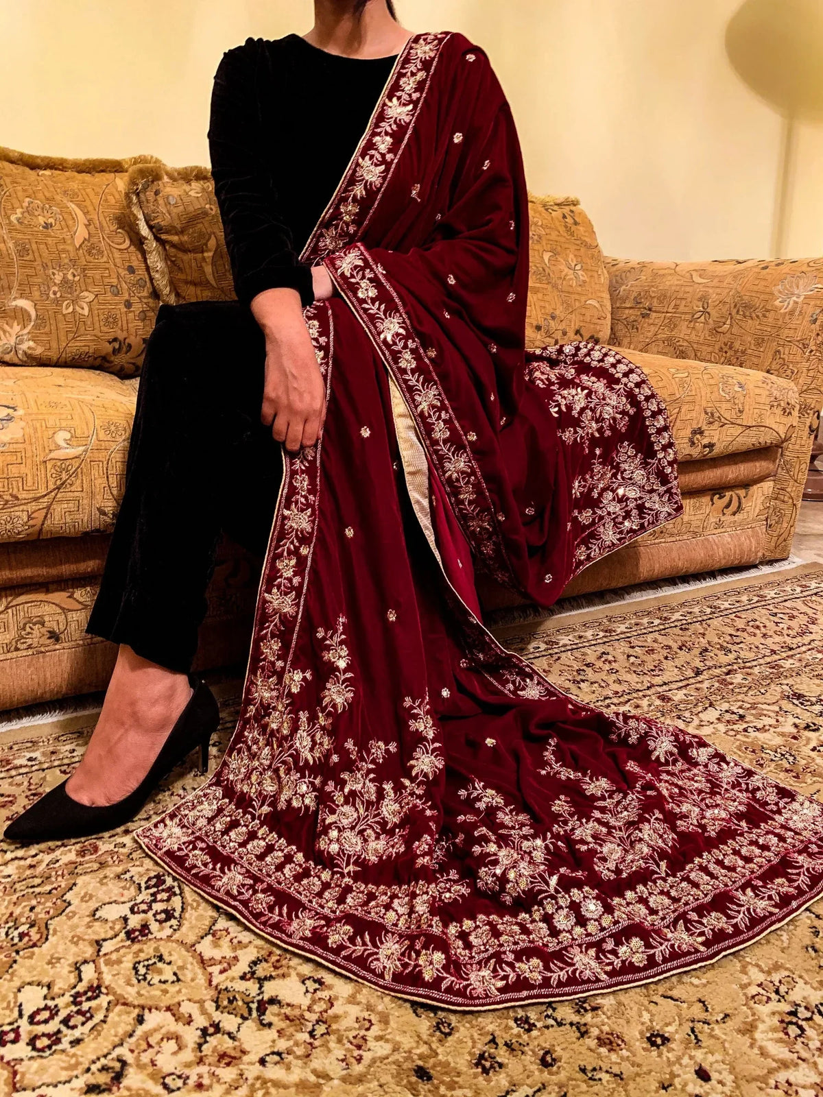 Women Velvet Shawal Straight Design